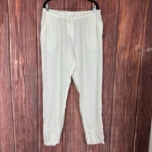 CP Shades Hampton Pants Ladies White 100% Linen Drawstring Womens Size XL